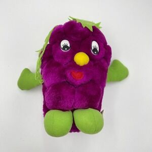 Vintage Goffa Berry Grape 9"‎ Plush Garden Friends Fruit Character Face Purple